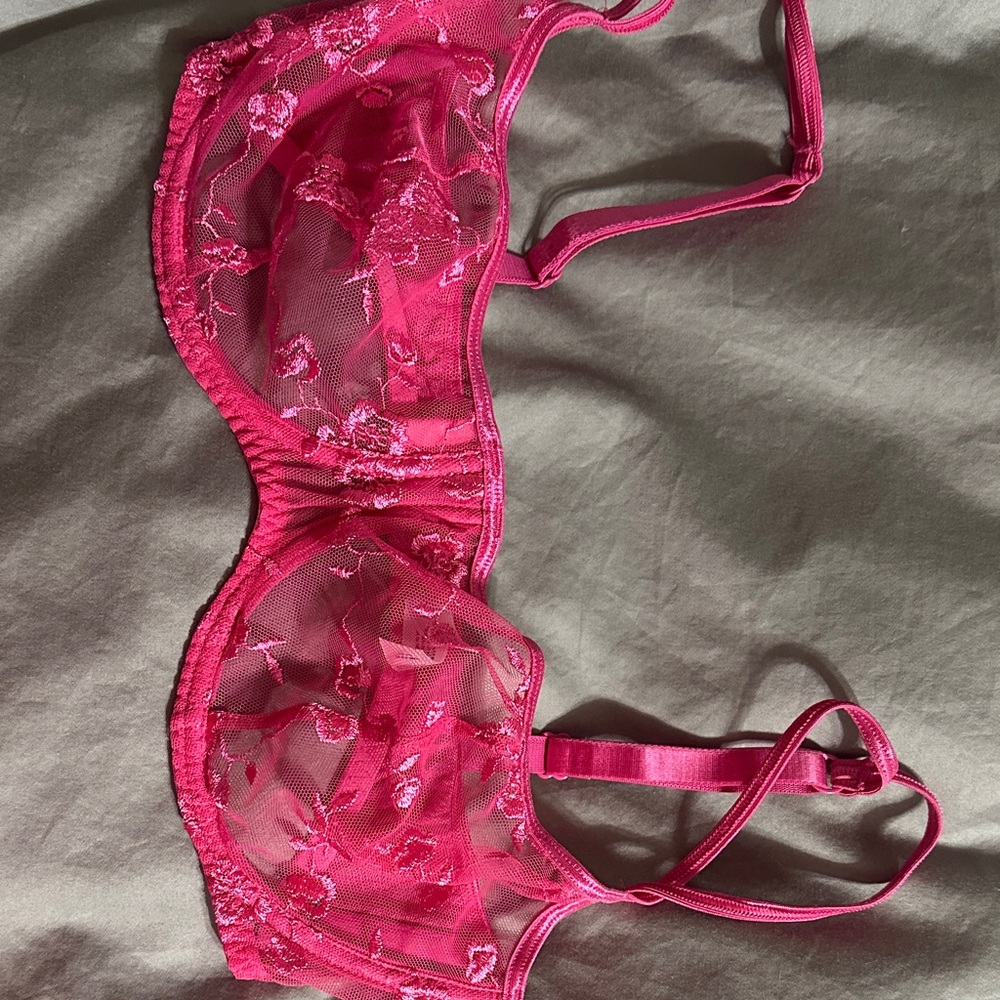 Victoria's Secret Fuchsia/pink Sheer Lace Bra